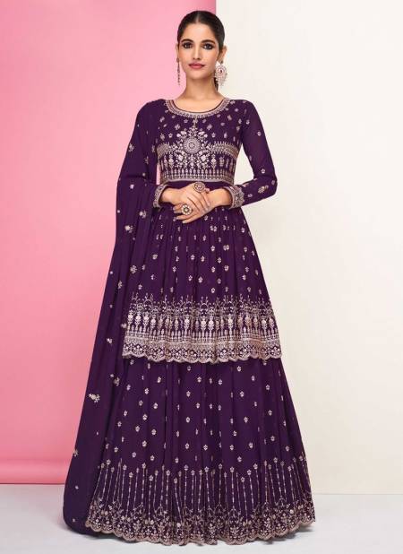 Purple Colour Pari Aashirwad New Designer Wedding Wear Georgette Suit Collection 9303